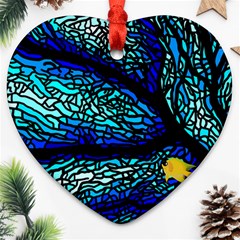 Sea Coral Stained Glass Heart Ornament (two Sides)