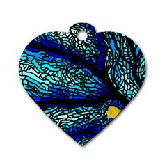 Sea Coral Stained Glass Dog Tag Heart (two Sides)