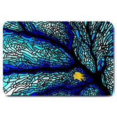 Sea Coral Stained Glass Large Doormat  by HermanTelo