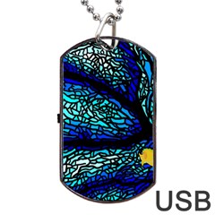 Sea Coral Stained Glass Dog Tag Usb Flash (one Side) by HermanTelo