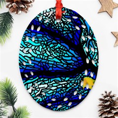 Sea Coral Stained Glass Ornament (oval Filigree) by HermanTelo