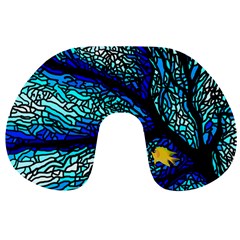 Sea Coral Stained Glass Travel Neck Pillow by HermanTelo