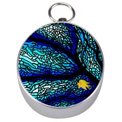 Sea Coral Stained Glass Silver Compasses