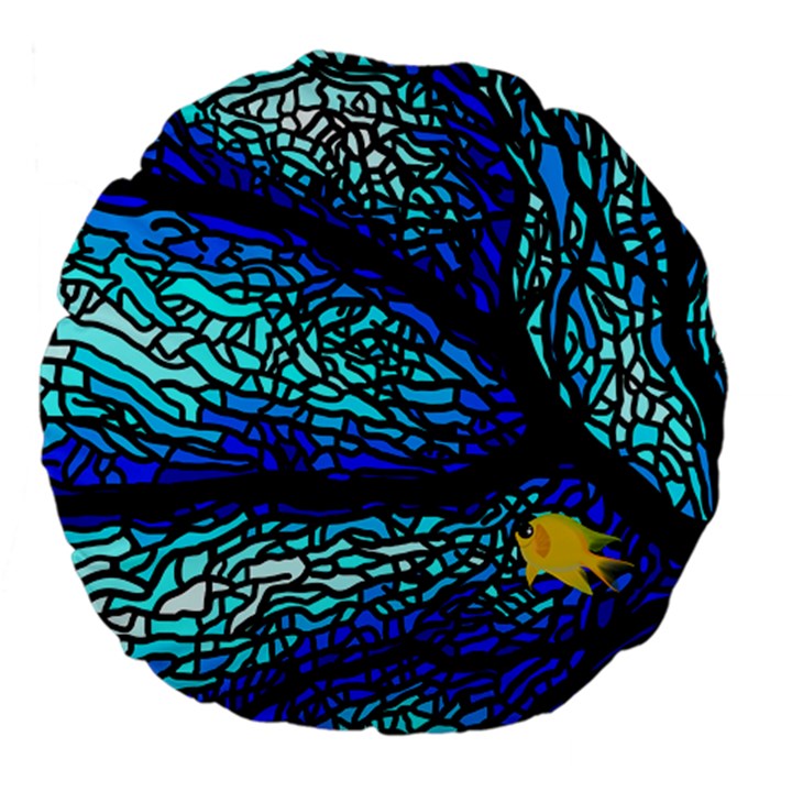 Sea Coral Stained Glass Large 18  Premium Flano Round Cushions