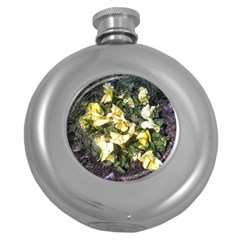 April Pansies Round Hip Flask (5 Oz) by Riverwoman