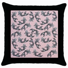 Koi Fish Pattern Throw Pillow Case (black) by Valentinaart