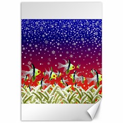 Sea Snow Christmas Coral Fish Canvas 12  X 18  by HermanTelo