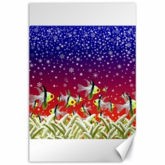 Sea Snow Christmas Coral Fish Canvas 24  X 36  by HermanTelo