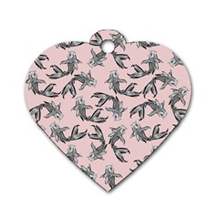 Koi Fish Pattern Dog Tag Heart (one Side) by Valentinaart