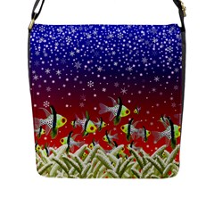 Sea Snow Christmas Coral Fish Flap Closure Messenger Bag (l) by HermanTelo