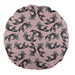 Koi Fish Pattern Large 18  Premium Flano Round Cushions by Valentinaart