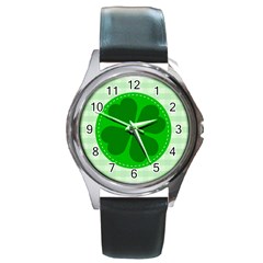 Shamrock Luck Day Round Metal Watch by HermanTelo