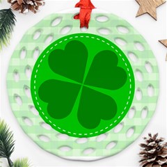 Shamrock Luck Day Round Filigree Ornament (two Sides) by HermanTelo