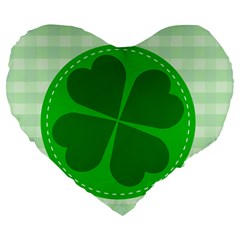 Shamrock Luck Day Large 19  Premium Heart Shape Cushions