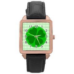 Shamrock Luck Day Rose Gold Leather Watch  by HermanTelo