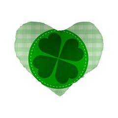 Shamrock Luck Day Standard 16  Premium Flano Heart Shape Cushions by HermanTelo