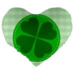 Shamrock Luck Day Large 19  Premium Flano Heart Shape Cushions Back