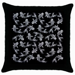 Koi Fish Pattern Throw Pillow Case (black) by Valentinaart