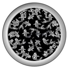 Koi Fish Pattern Wall Clock (silver) by Valentinaart