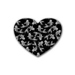 Koi Fish Pattern Rubber Coaster (heart)  by Valentinaart