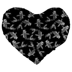 Koi Fish Pattern Large 19  Premium Heart Shape Cushions by Valentinaart