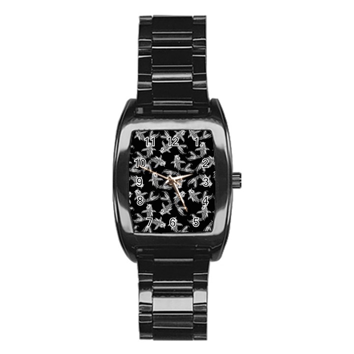 Koi Fish Pattern Stainless Steel Barrel Watch