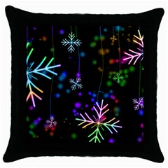 Snowflakes Throw Pillow Case (black)