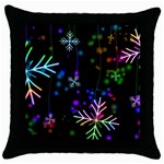 Snowflakes Throw Pillow Case (Black) Front