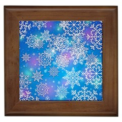 Snowflake Background Blue Purple Framed Tiles