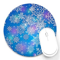 Snowflake Background Blue Purple Round Mousepads