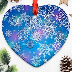 Snowflake Background Blue Purple Ornament (heart) by HermanTelo