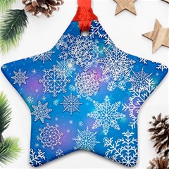 Snowflake Background Blue Purple Ornament (star) by HermanTelo