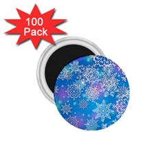 Snowflake Background Blue Purple 1.75  Magnets (100 pack) 