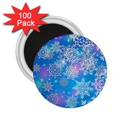 Snowflake Background Blue Purple 2.25  Magnets (100 pack) 