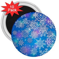 Snowflake Background Blue Purple 3  Magnets (10 pack) 