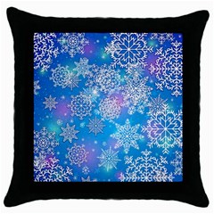 Snowflake Background Blue Purple Throw Pillow Case (Black)