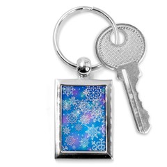 Snowflake Background Blue Purple Key Chain (rectangle) by HermanTelo