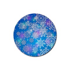 Snowflake Background Blue Purple Rubber Round Coaster (4 pack) 