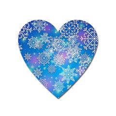 Snowflake Background Blue Purple Heart Magnet by HermanTelo