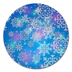 Snowflake Background Blue Purple Magnet 5  (Round)