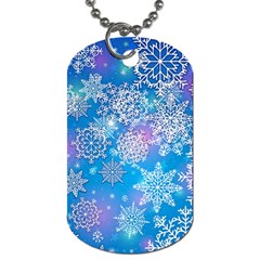 Snowflake Background Blue Purple Dog Tag (two Sides)