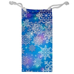 Snowflake Background Blue Purple Jewelry Bag