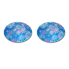 Snowflake Background Blue Purple Cufflinks (Oval)