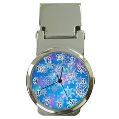 Snowflake Background Blue Purple Money Clip Watches