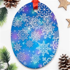 Snowflake Background Blue Purple Oval Ornament (two Sides)