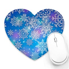 Snowflake Background Blue Purple Heart Mousepads