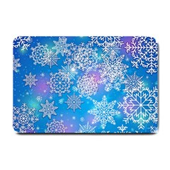 Snowflake Background Blue Purple Small Doormat 