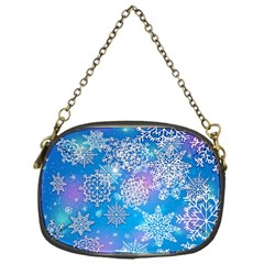 Snowflake Background Blue Purple Chain Purse (one Side) by HermanTelo