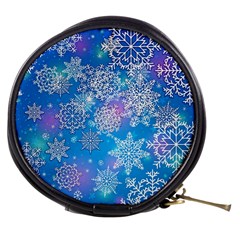 Snowflake Background Blue Purple Mini Makeup Bag by HermanTelo