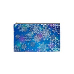 Snowflake Background Blue Purple Cosmetic Bag (small)